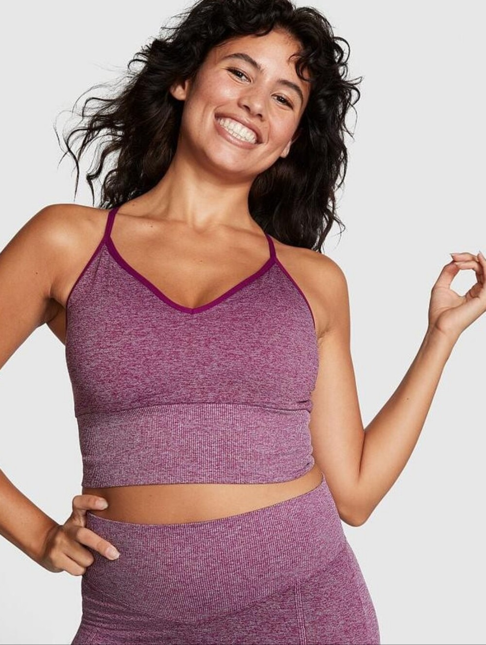 PINK By Victorias Secret Seamless Longline Sports Bra - Vivid Magenta Marl